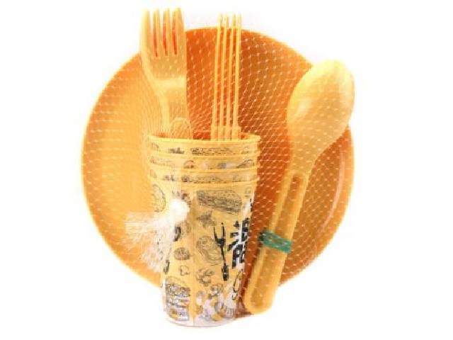 Набор для пикника с декором, 20 предметов на 4 персоны (бледно-желтый)